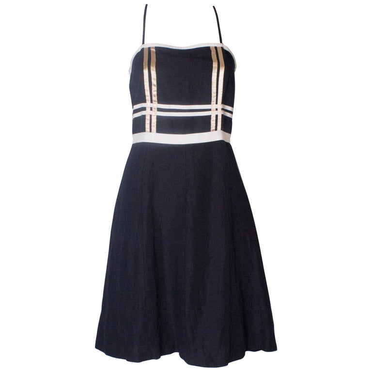 A Vintage navy nautical style cotton day dress by Valentino