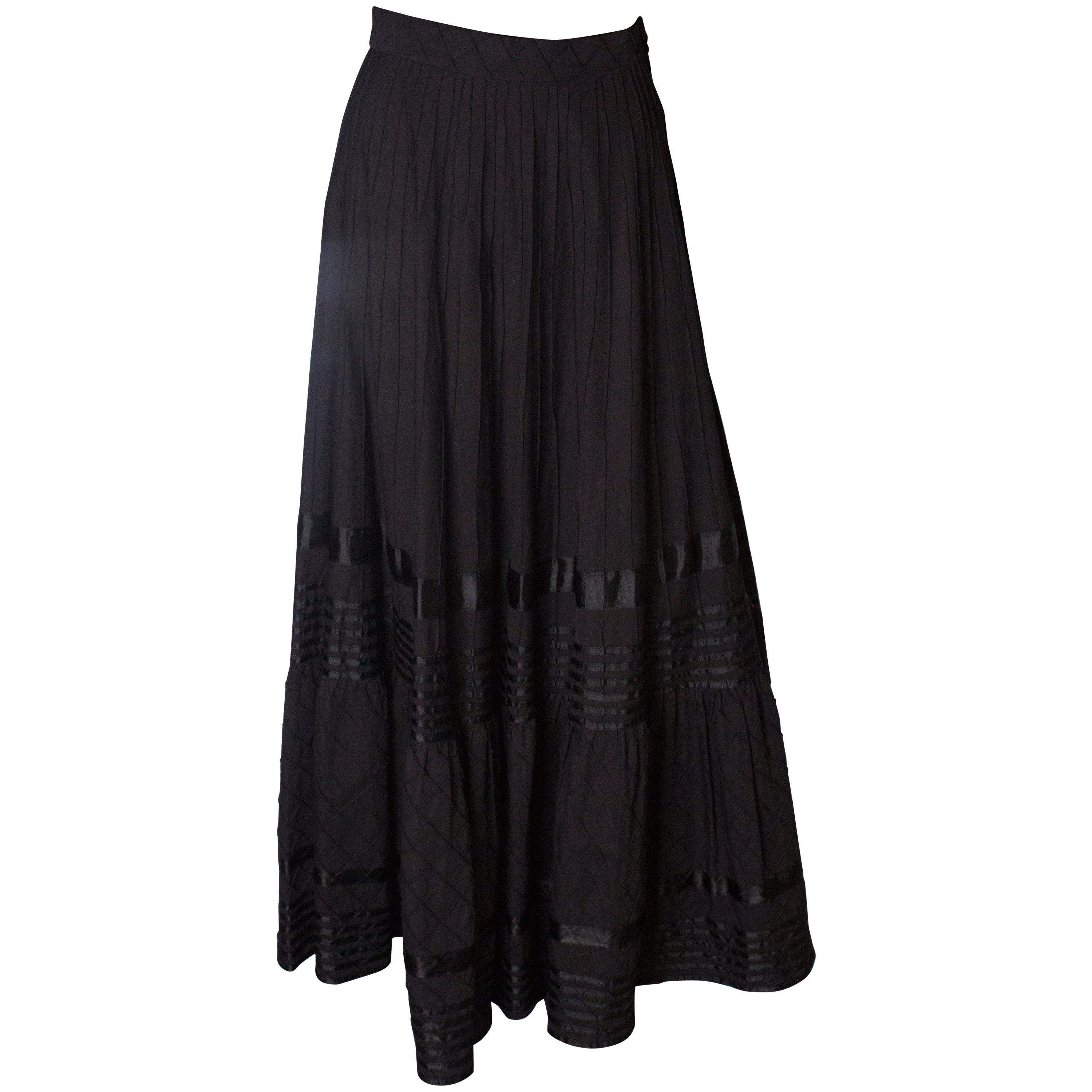 A Vintage 1970s Long Black Mexicana Skirt For Sale