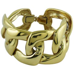 Yves Saint Laurent YSL Vintage Chunky Gold Toned Curb Chain Bracelet