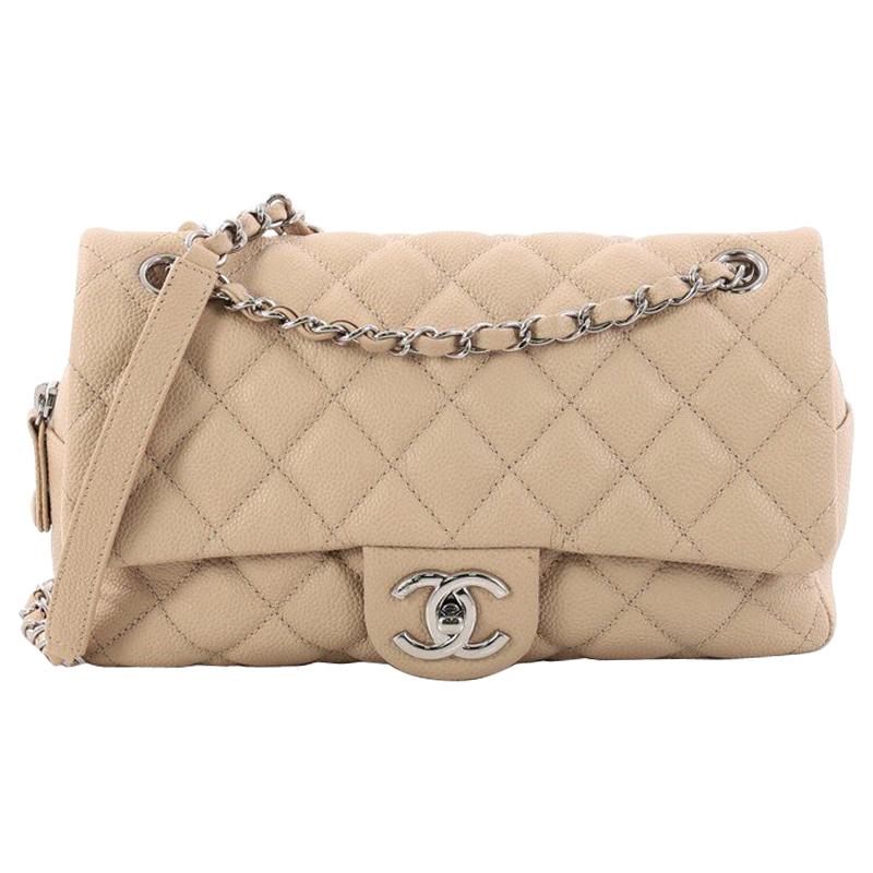 Chanel Silver Quilted Caviar Easy Flap Medium Q6B0200FV7000