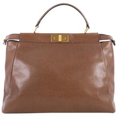 Fendi Peekaboo Handbag Grained Leather Large