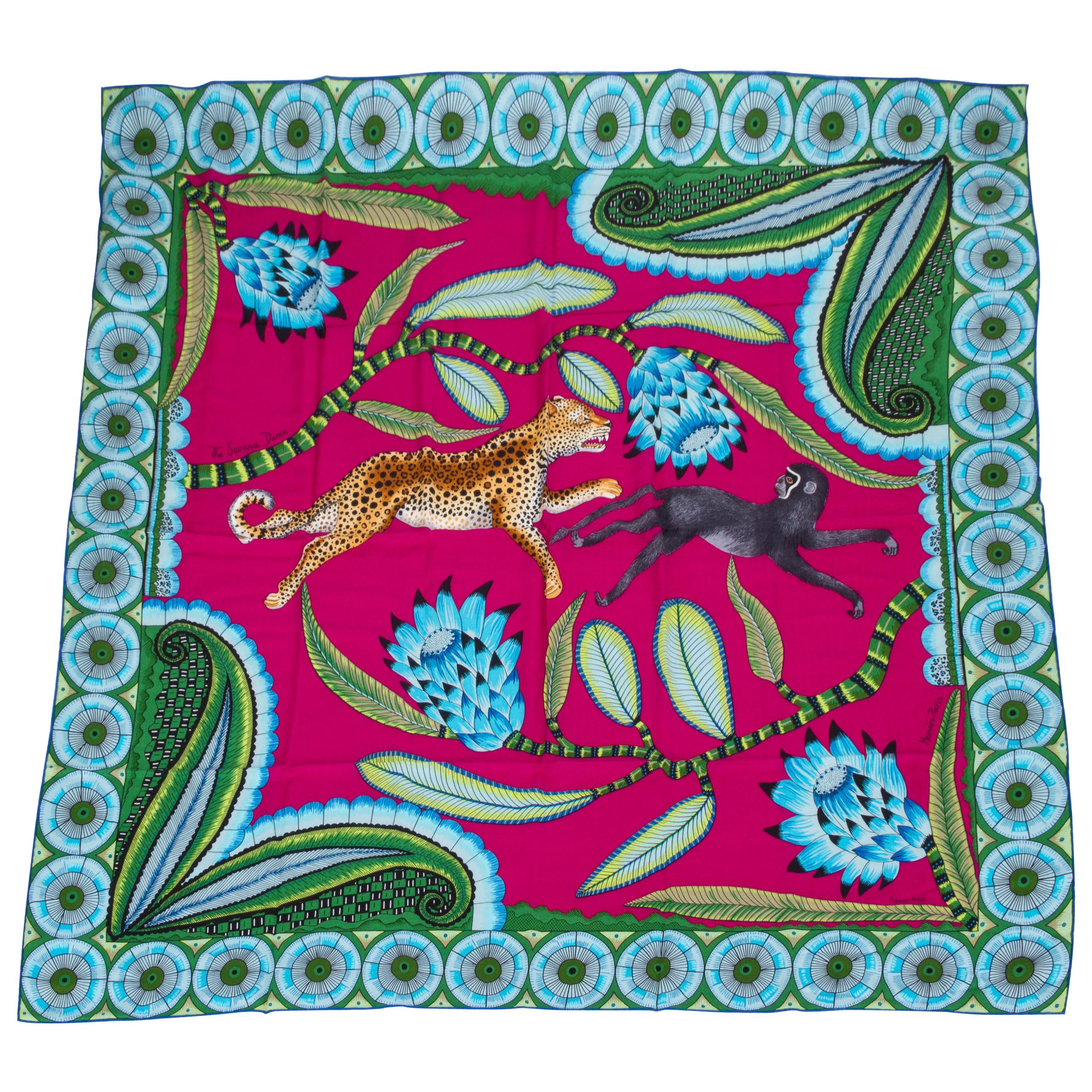 Hermes The Savana Dance Cashmere 54" Square Shawl Scarf