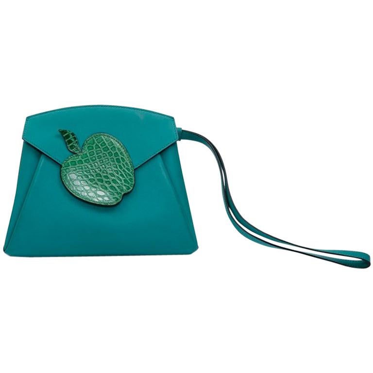 Hermès Blue Peacock Tadelakt Leather Tutti Frutti Hermail Bag