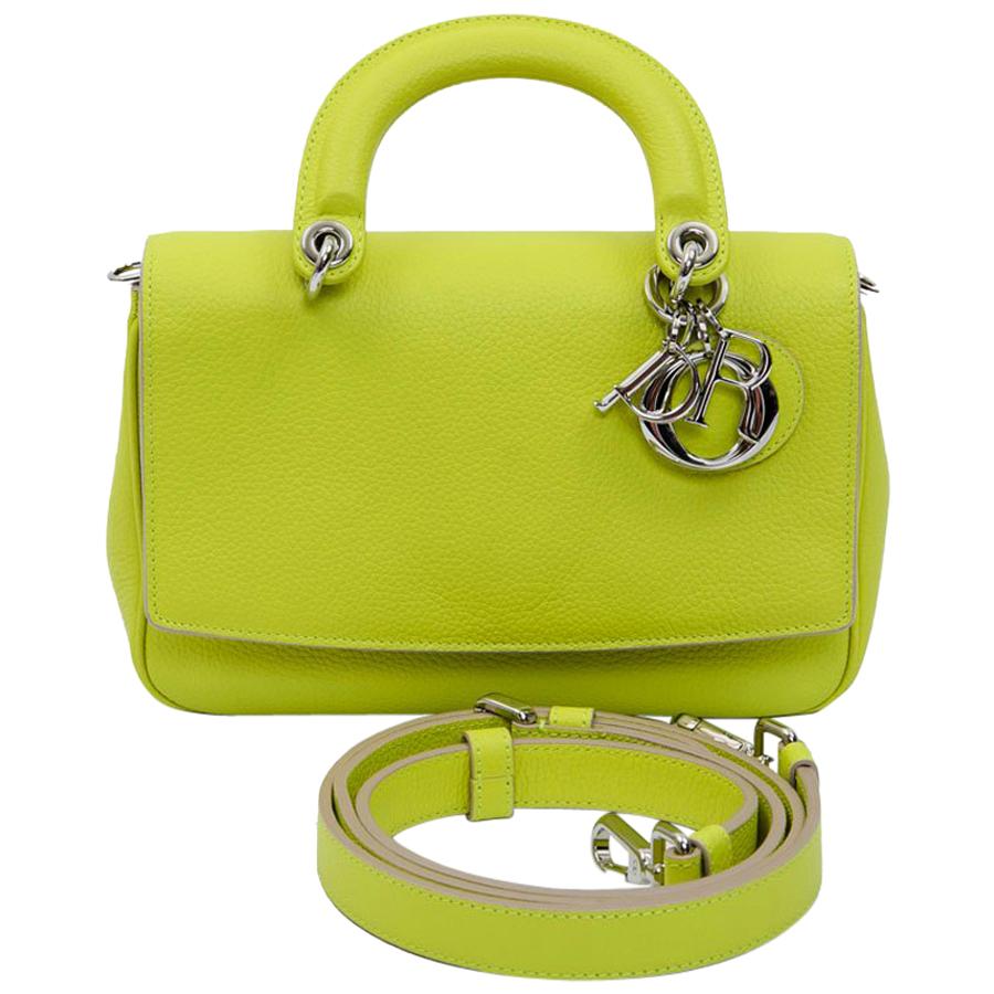 CHRISTIAN DIOR 'Be Dior' Bag in Acid Green Color Taurillon Leather For Sale