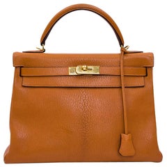 HERMES Kelly II Bag 32 in Orange Pumpkin Lamb Leather