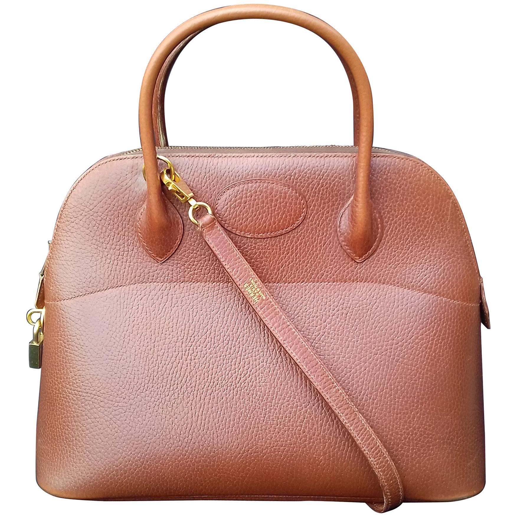Hermès Vintage Bolide Bag 2 ways Brown Leather Golden Hdw 33 cm
