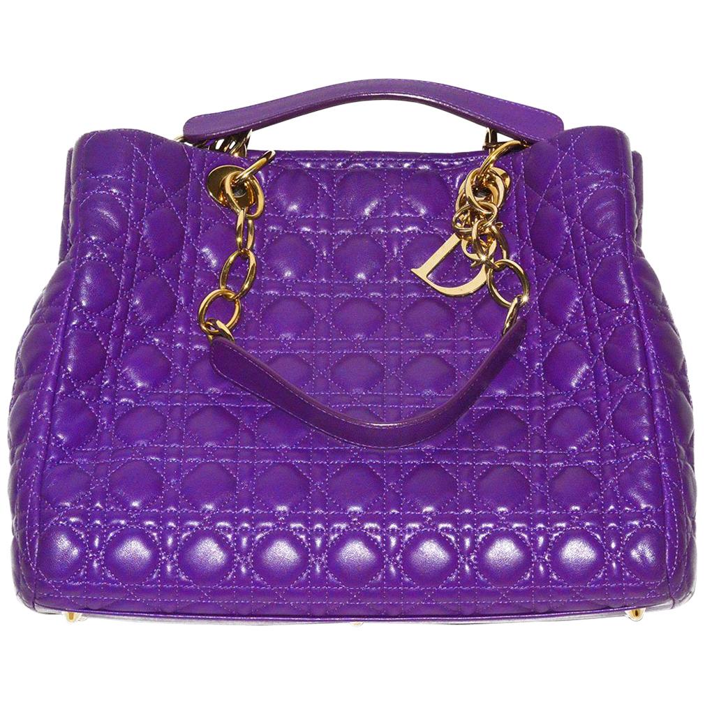 Chic, Gorgeous Purple Dior Quilted Shoulder Bag/Tote For Sale