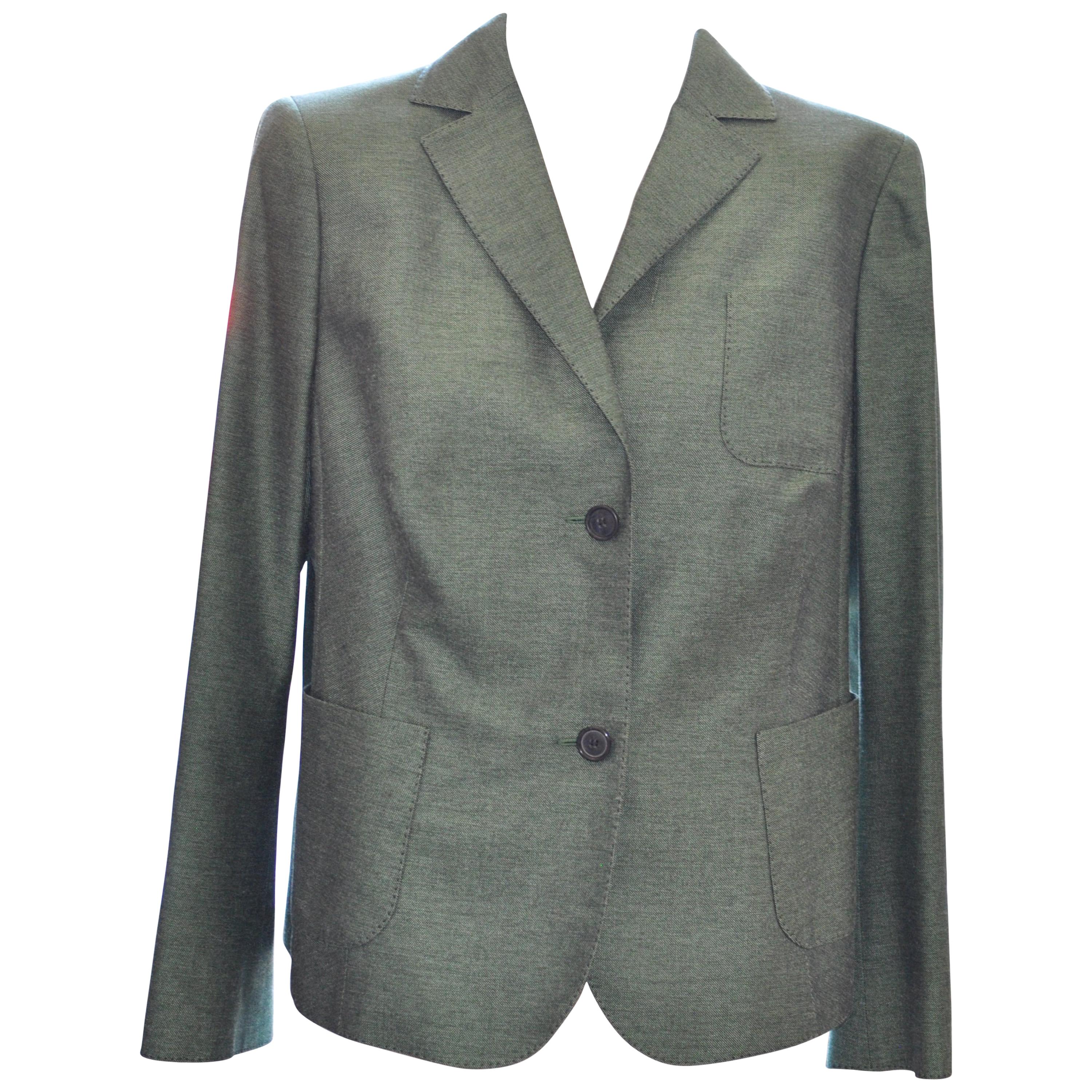 A.K.R.I.S Green Silk Weave Jacket/Blazer Size 14US