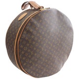 Louis Vuitton French Company Round Hat Box Wig Case Monogram Travel Bag  Vintage
