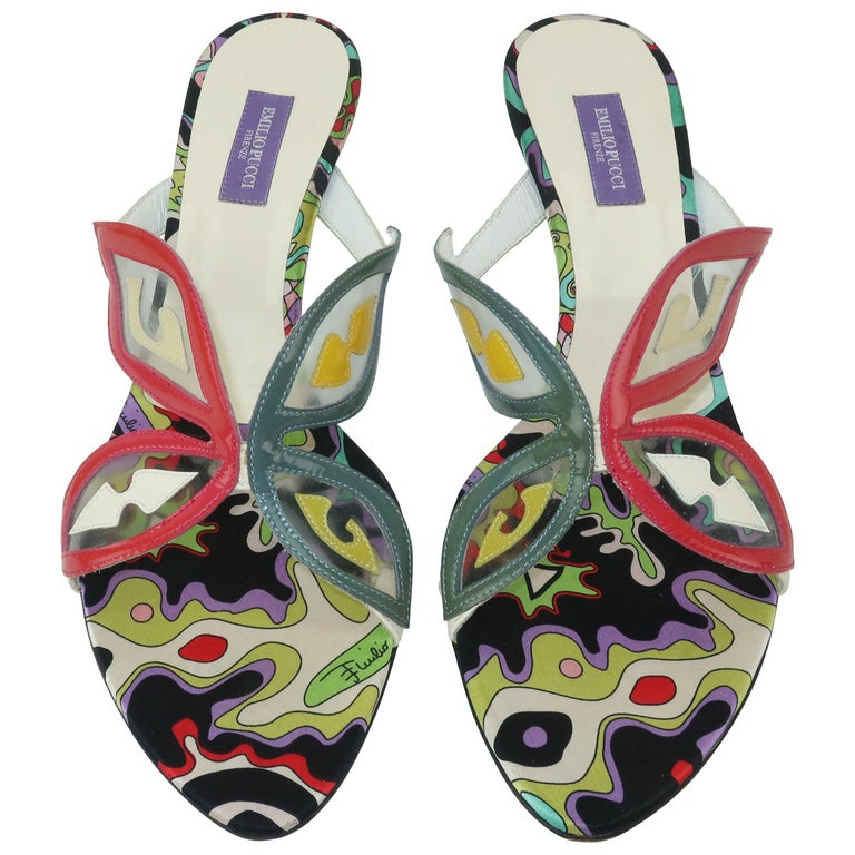 Emilio Pucci Patent Leather Butterfly Mules Shoes Sz 39 1/2 at 1stDibs ...