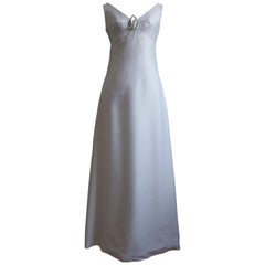 1960s White Raw Silk Formal Gown