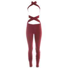 Dolce & Gabbana red spandex leggings with bandage fastening, S/S 1991
