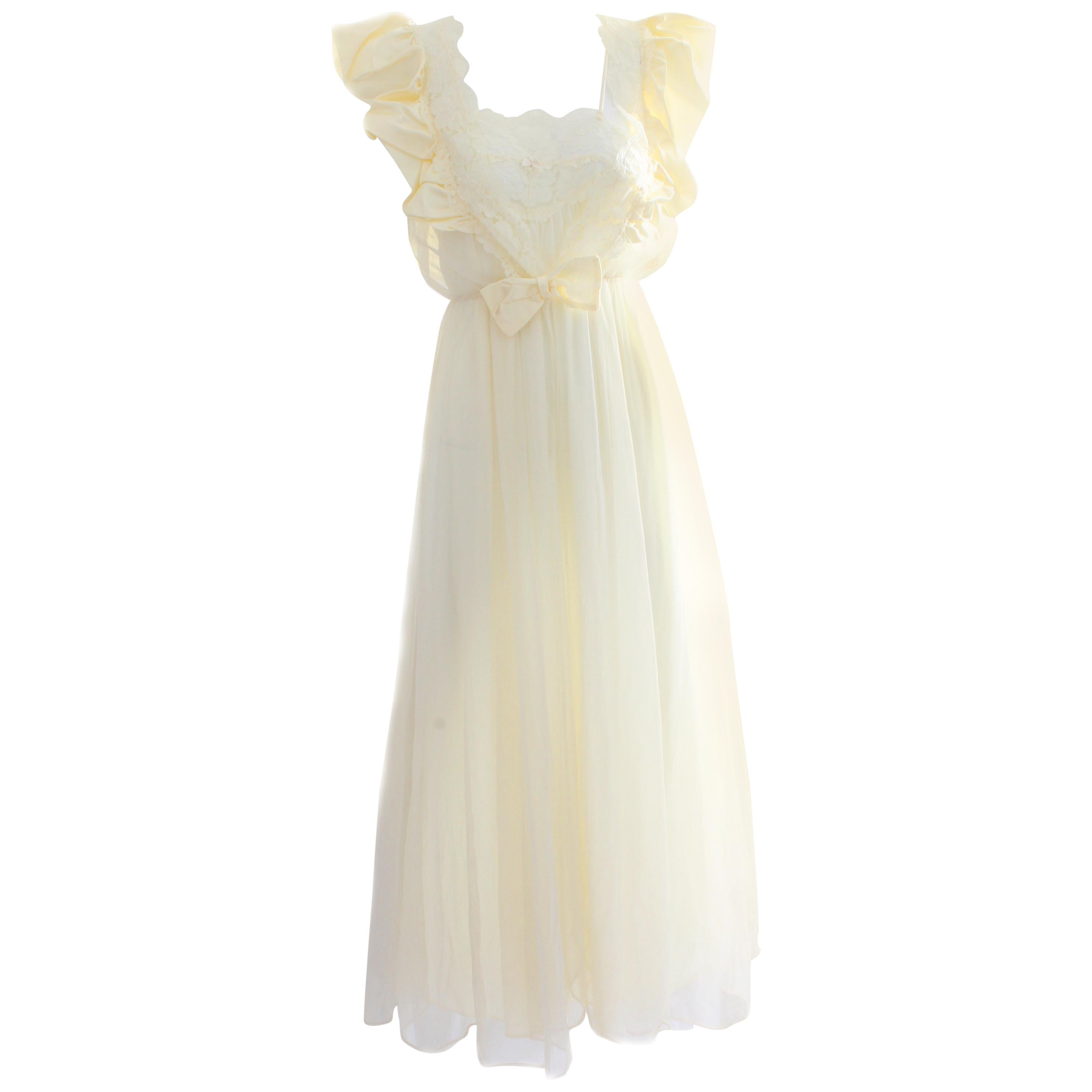 Vintage Peignoir Robe & Long Nightgown Val Mode Satin & Chiffon S New Tags