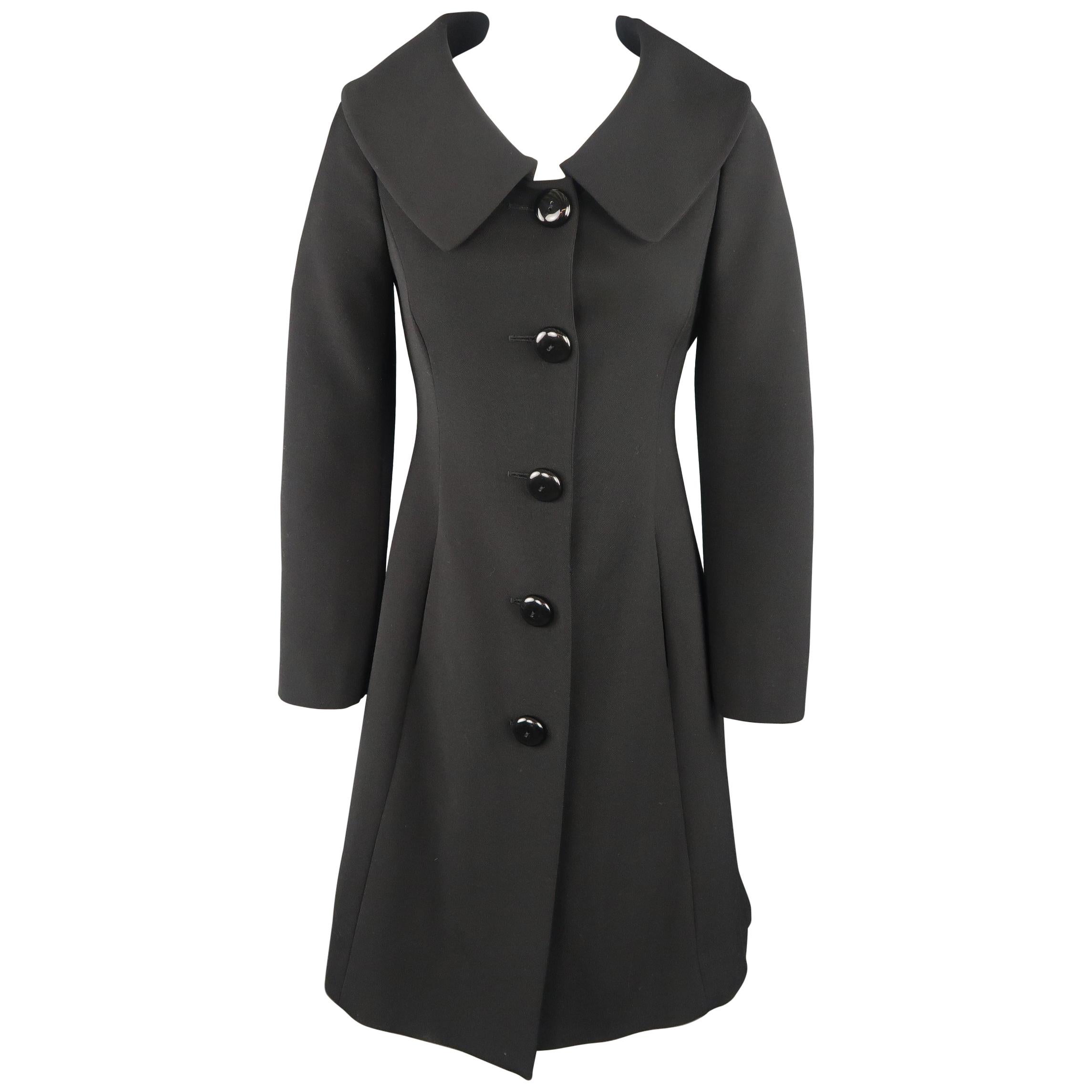  MOSCHINO Size 4 Black Oversized Collar Bow Coat