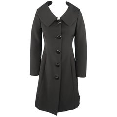 moschino size 44 MOSCHINO Size 4 Black Oversized Collar Bow Coat