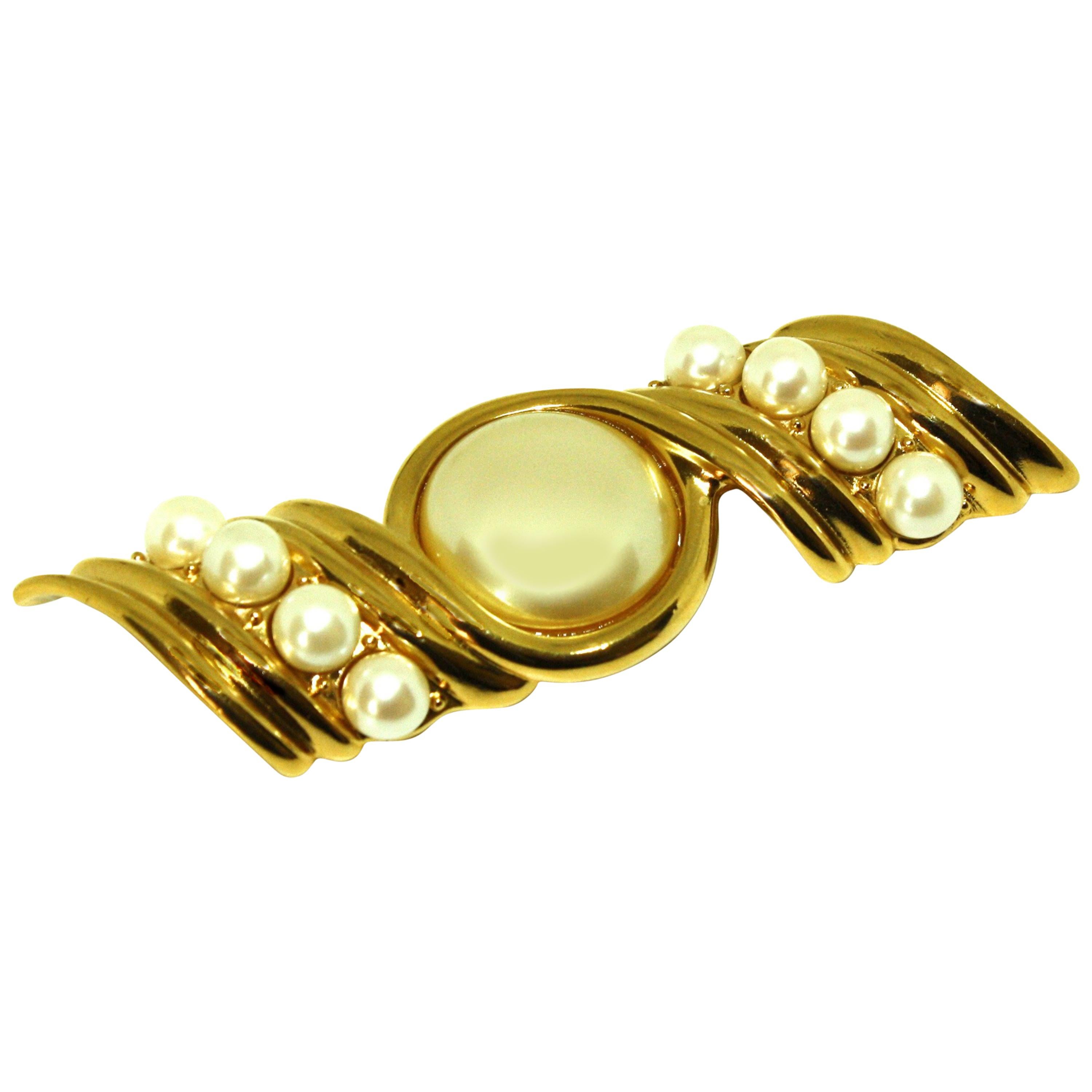 Large Pearl Brooch by Yves St Laurent For Sale