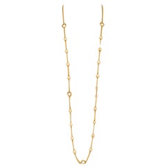 Chanel Gold Tone and Pearl Sautoir Necklace With Heart Shaped Charms, 1980s