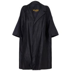 Harvey Nichols Black Silk Evening Swing Duster Coat, 1950s