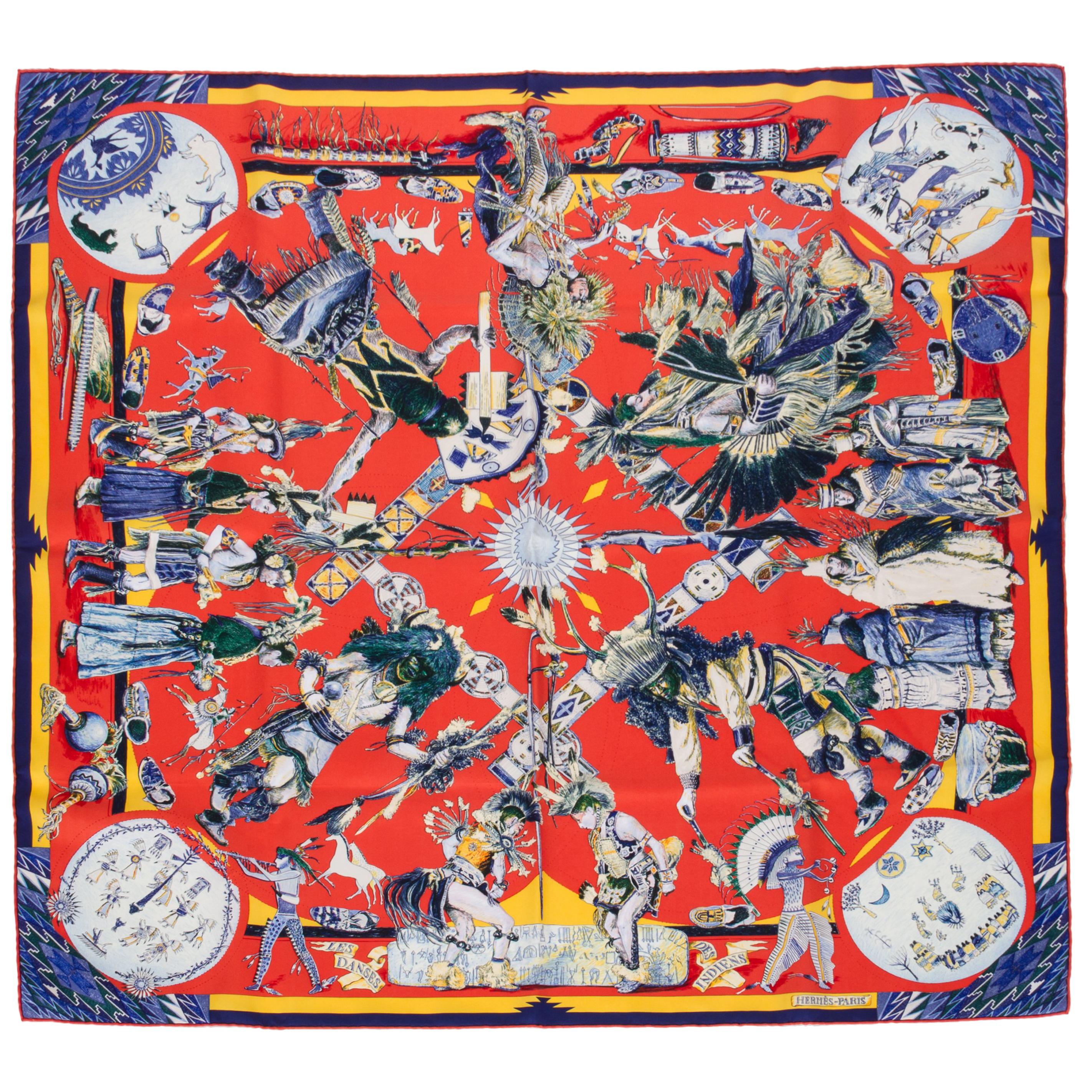 New in Box Collectible Hermes Les Danses des Indiens Scarf