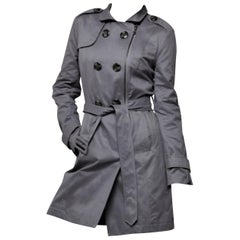 Kenneth Cole New Grey Cotton Trench Coat Jacket 