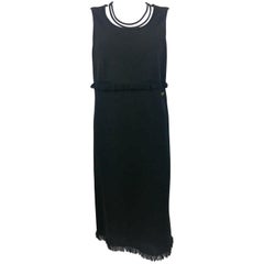 2012 Chanel Black Wool Dress With Fringing Detail