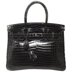 Hermes Birkin Bag 30 Crocodile Porosus Graphite Gray Shine Leather, 2010