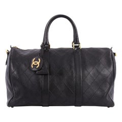 Chanel Vintage Diamond Stitch Boston Bag Quilted Lambskin Large