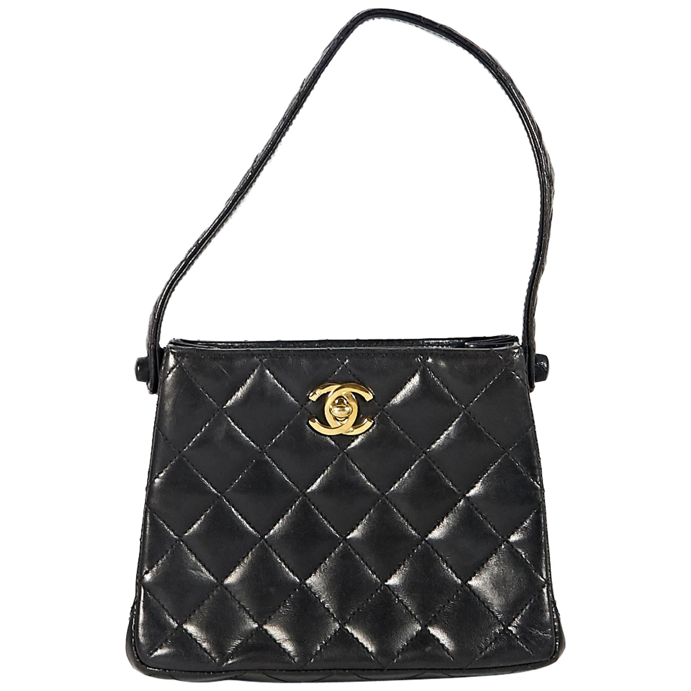 Chanel Black Quilted Leather Mini Evening Bag