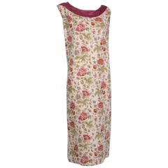 Glass Bead Floral Sack Dress with Gold Brocade Piping, 1920s
