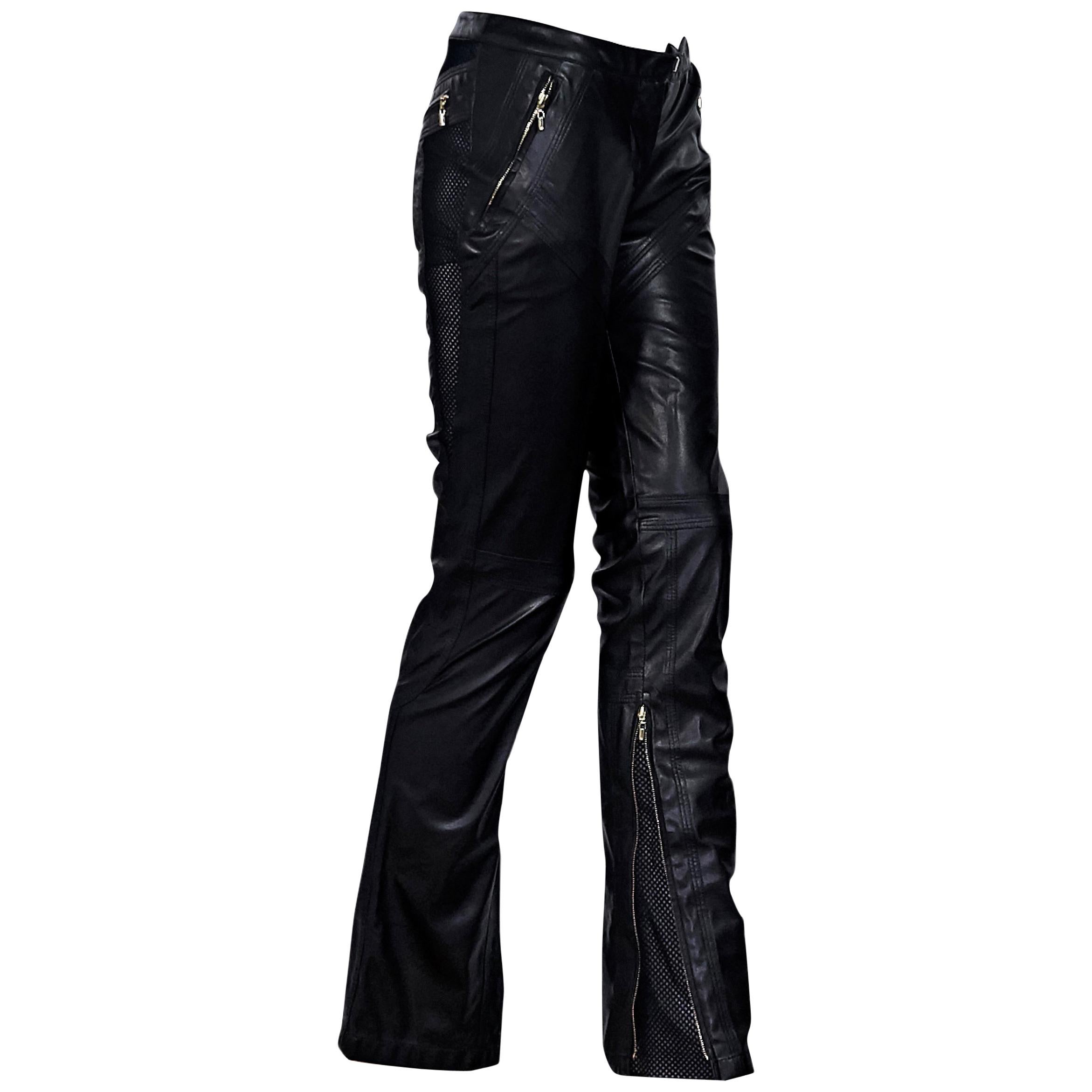 Black Gianni Versace Couture Leather Pants