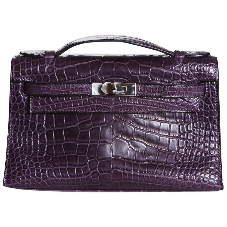 Hermès purple croc pochette, 2008