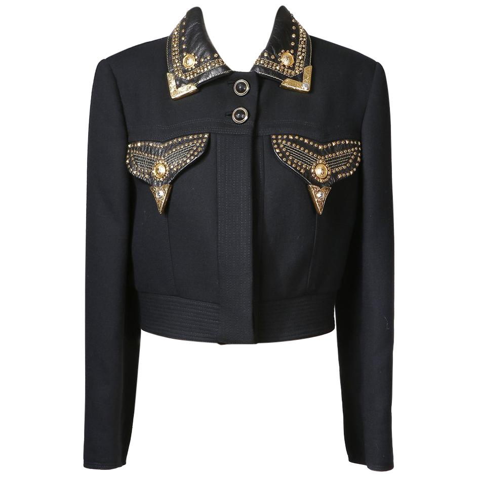 Versace Jacket with Embellished Pockets and Collar, early 1990s