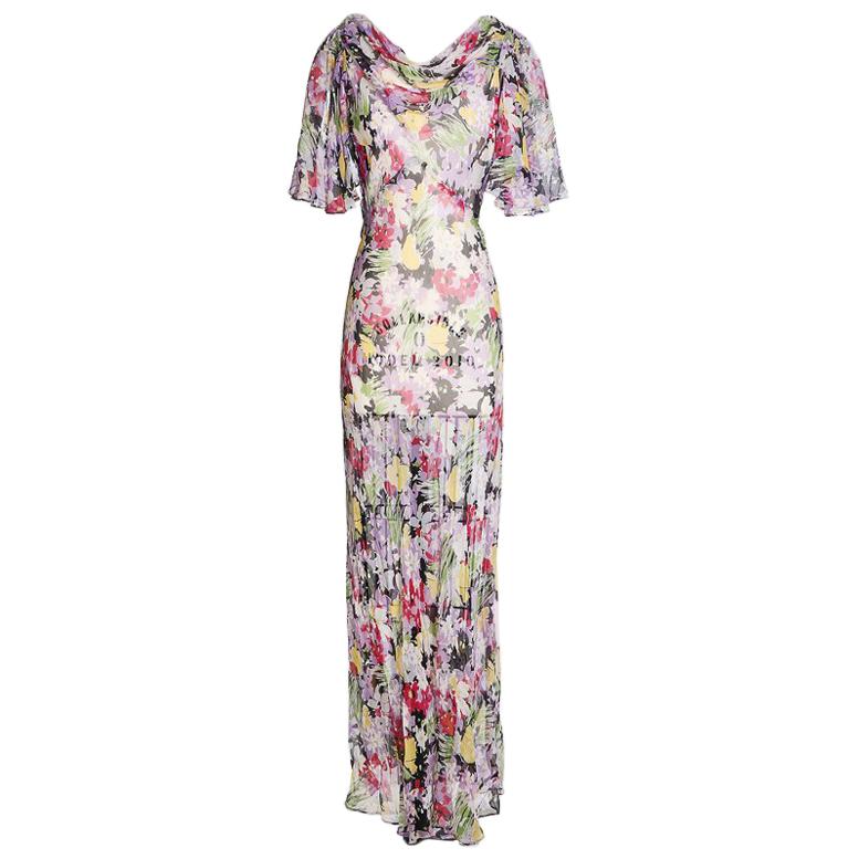 Vintage 1940s Floral Chiffon Gown, unknown designer at 1stDibs
