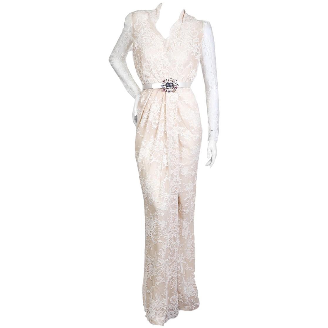 Alexander McQueen Lace Gown with Sun Belt