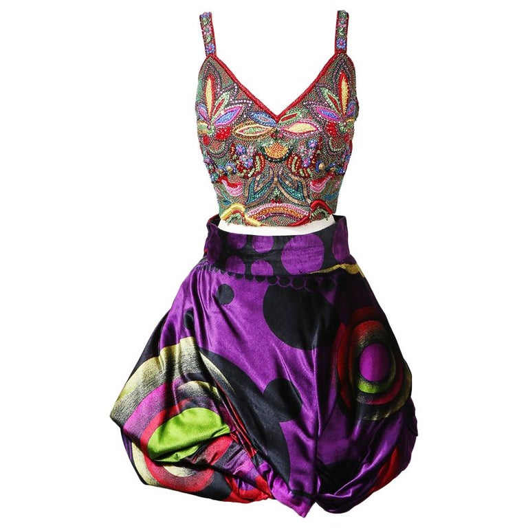 versace two piece skirt set
