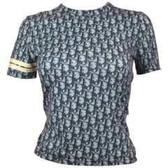Christian Dior Blue Monogrammed Globetrotter T-shirt Size US 6