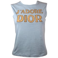 Christian Dior J'Adore Dior Logo T-Shirt in Light Blue, AW 2001, Size 8 US