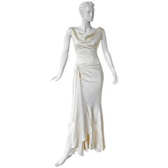 Christian Dior by John Galliano 1930's Harlow Inspired White Silk Gown Dress