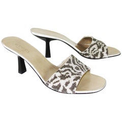 Vintage New Tom Ford for Gucci Beaded Animal Print Shoes Slides US 9 B - Eur. 39 B