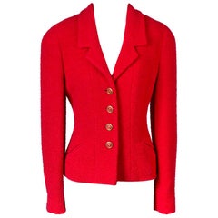 Chanel Red Boucle Jacket