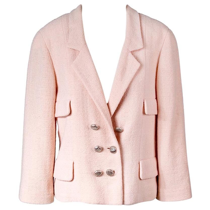 Chanel Blush Pink Double Breasted Wool Jacket, Spring 1999