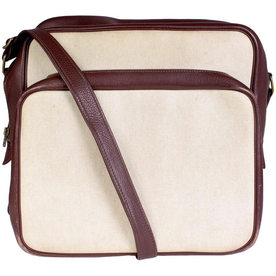 Hermes Helena Sac in Tobacco Leather and Toile Canvas
