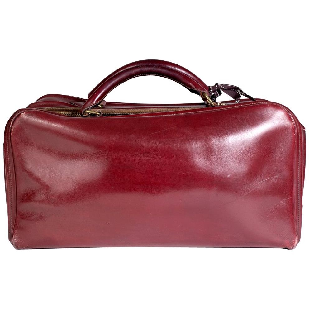 Hermes Burgundy Leather Short Travel Bag