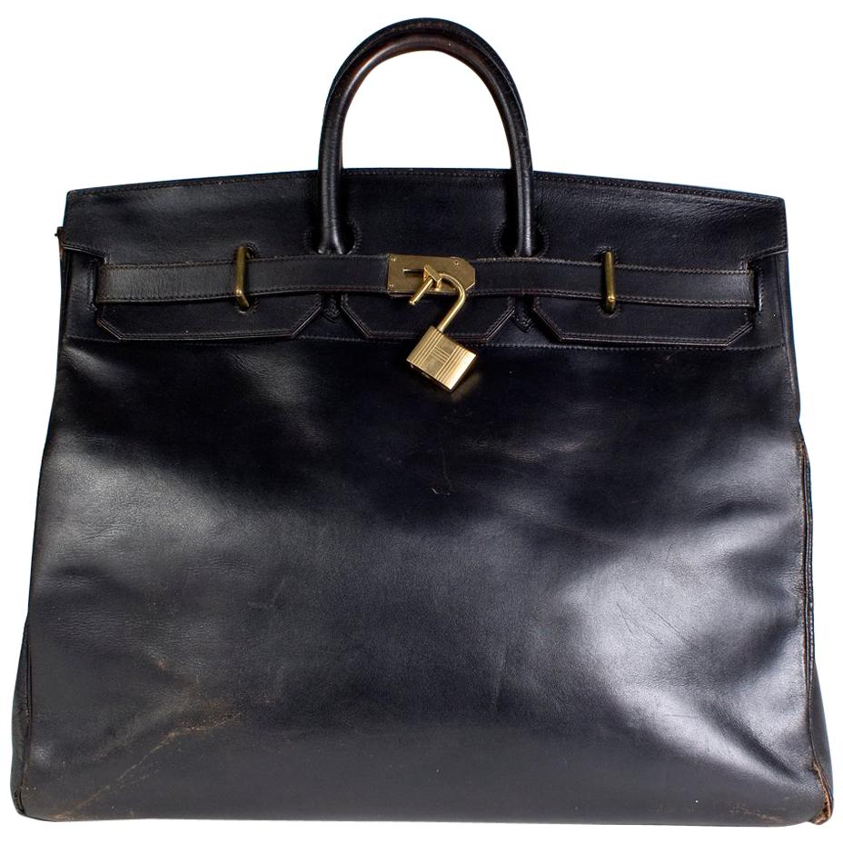Hermes Black Leather HAC Bag, 1972
