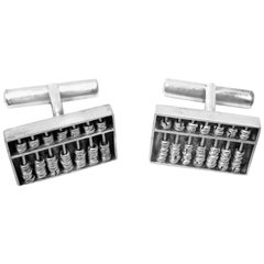 Vintage Sterling Silver Abacus Cufflinks