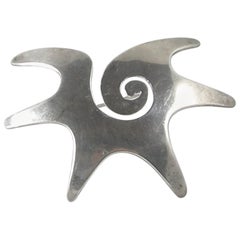 Vintage Sterling Silver Abstract Star Brooch