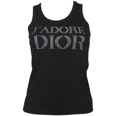 Christian Dior J'Adore Dior Swarovski Logo T-Shirt in Black, c. 2000, Size 8 US