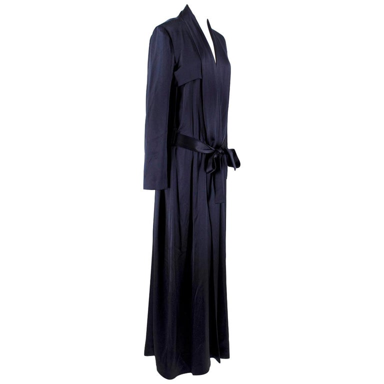Galvan Navy Silk Duster Coat - Current Season Size 8 For Sale at 1stDibs