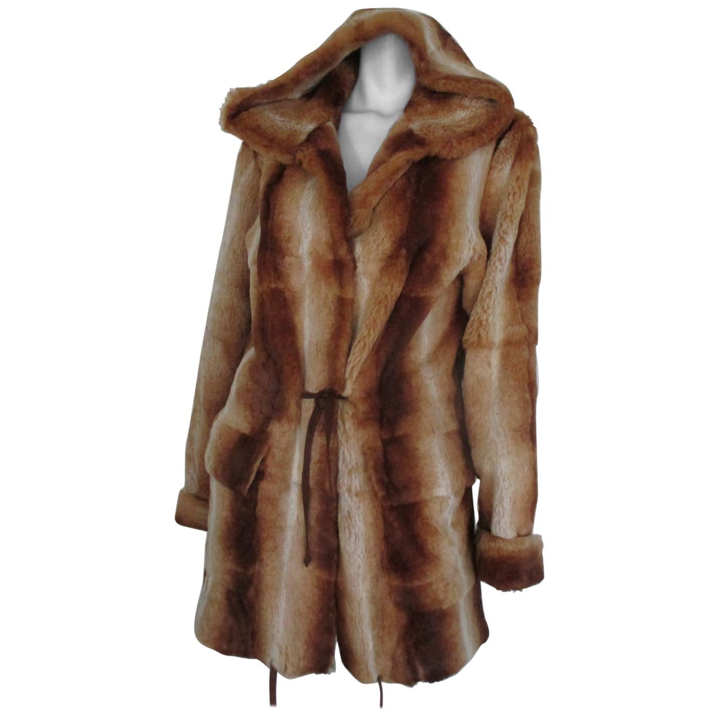 Chinchilla Gold Brown Jacket with Hood