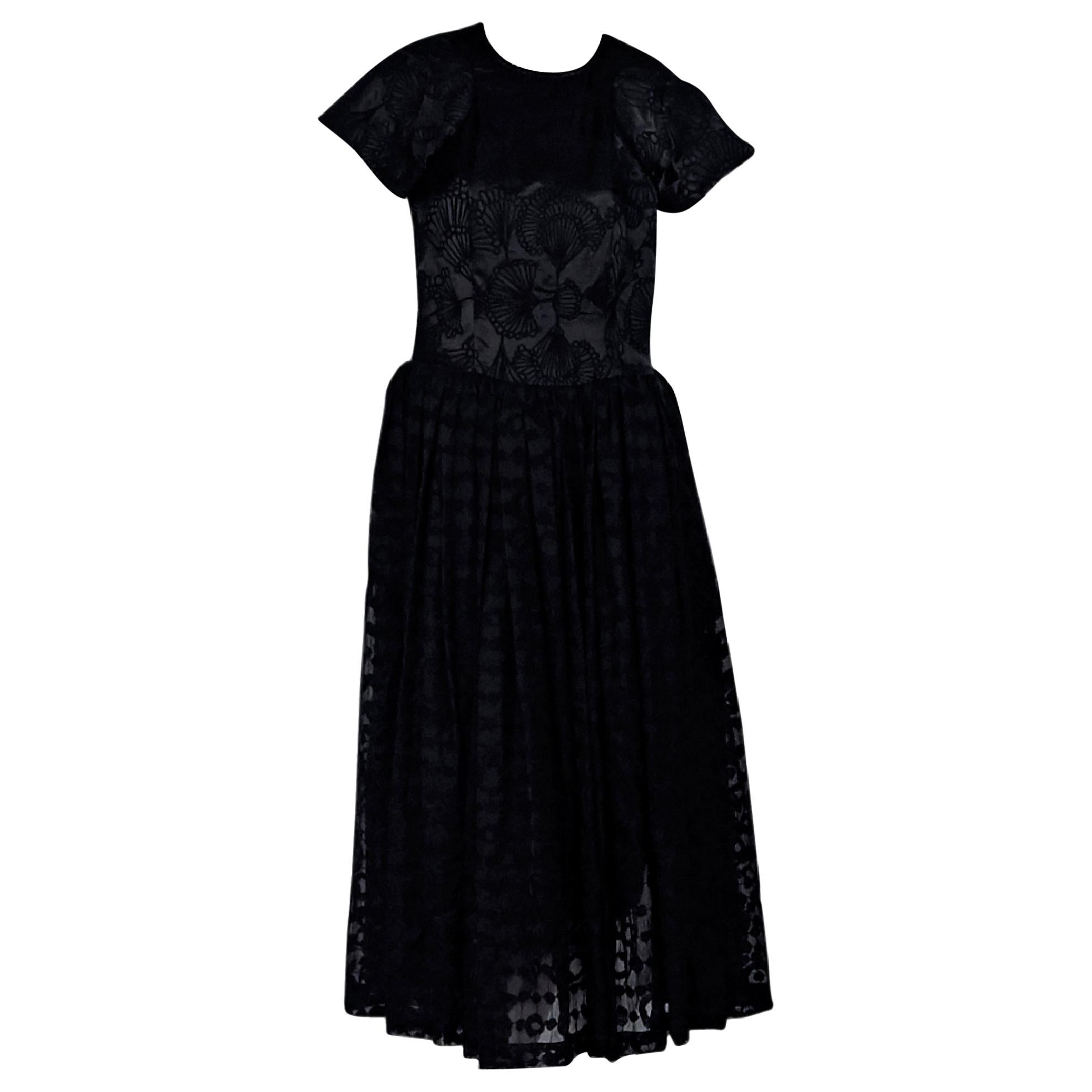 Comme des Garcons Embroidered Black Evening Dress
